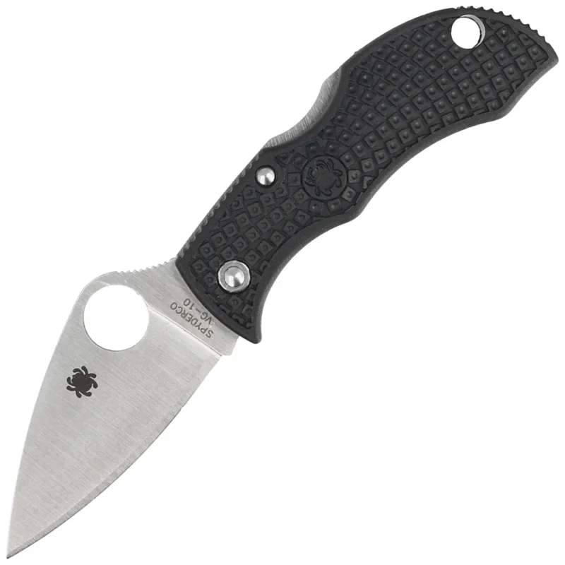 Wyprzedaż Nóż składany Spyderco Manbug Leaf Black Lightweight FRN, Satin Plain VG-10 by Sal Glesser (MBKLFP)