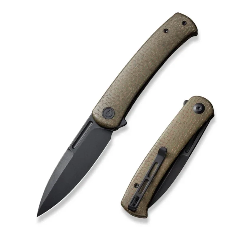 Ostatnia szansa Nóż składany Civivi Caetus Green Burlap Micarta, Black Stonewashed 14C28N (C21025C-3)