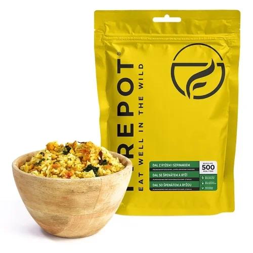 Darmowy zwrot Danie Firepot Dal Ryż Szpinak REG. 353g 500kcal