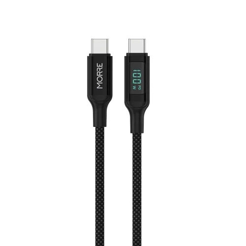 Tylko do końca tygodnia Kabel Morre 100W 2x USB-C LCD 1,5m Czarny