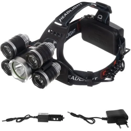 Latarka Czołowa 5xLED T6 CREE Bezpieczna płatność