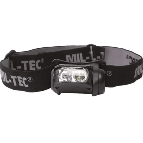 Latarka Czołowa Mil-tec 4-Kolory LED Czarna Łatwy zwrot