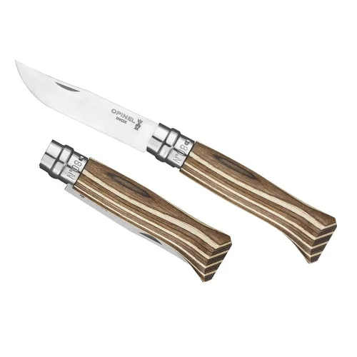 Nóż Opinel Inox nr 08 Brown Laminated Birch Do wyczerpania zapasów