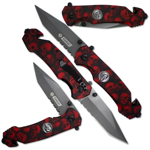Bestseller Nóż Składany N450 Kandar Tanto Piła Red Skulls