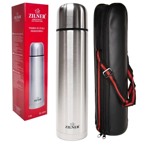 Termos Zilner 1000ml Srebrny z Pokrowcem Bezpieczne zakupy