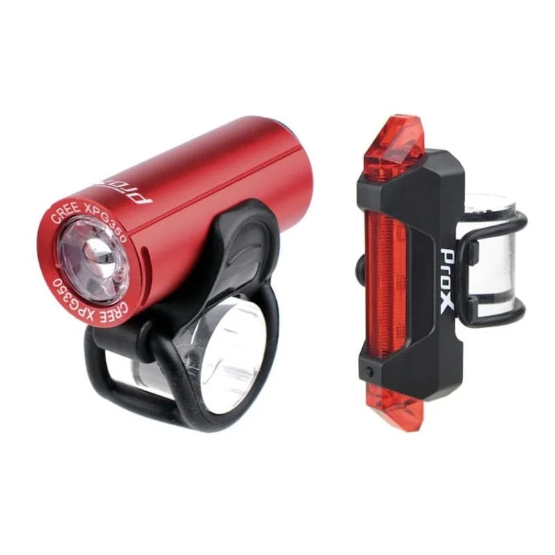 Oferta czasowa Zestaw lamp rowerowych ProX PICTOR SET CREE 350Lm + 5 diod SMD 10Lm USB