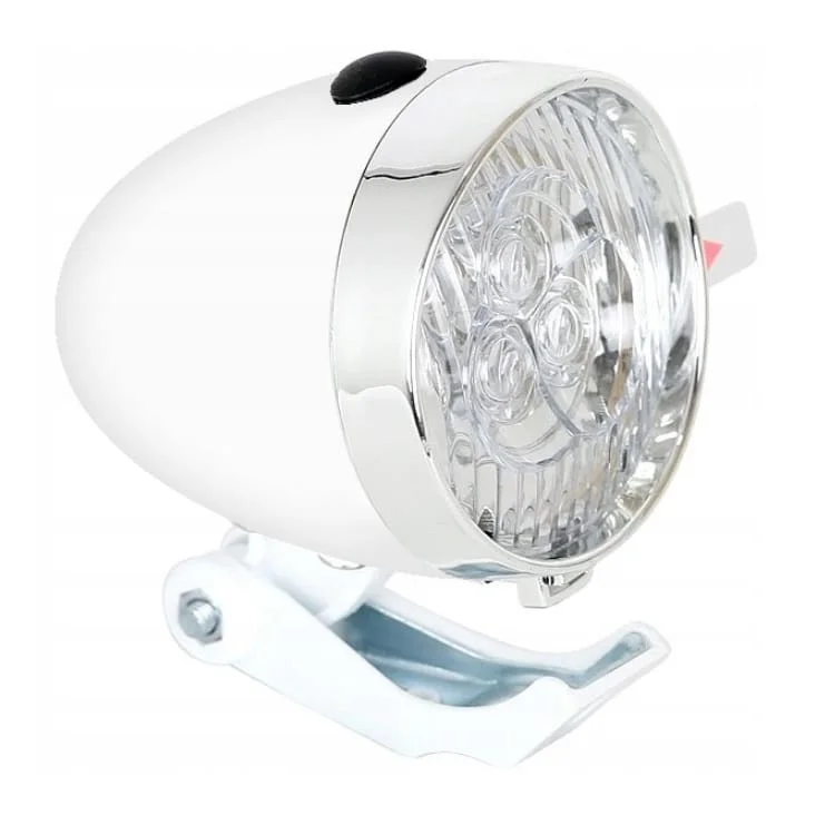 Lampka rowerowa przednia retro 3 LED baterie biała Tylko dziś
