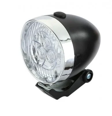 Lampka rowerowa przednia retro 3 LED baterie czarna Ekspresowa dostawa