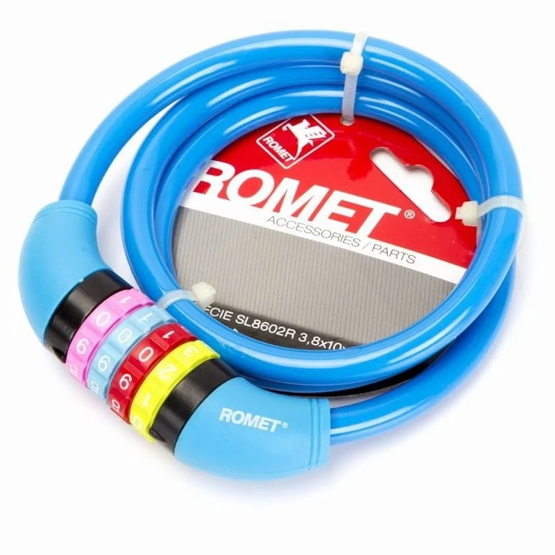 Zapięcie do roweru Romet linka 10x1000mm na szyfr niebieskie Cena promocyjna