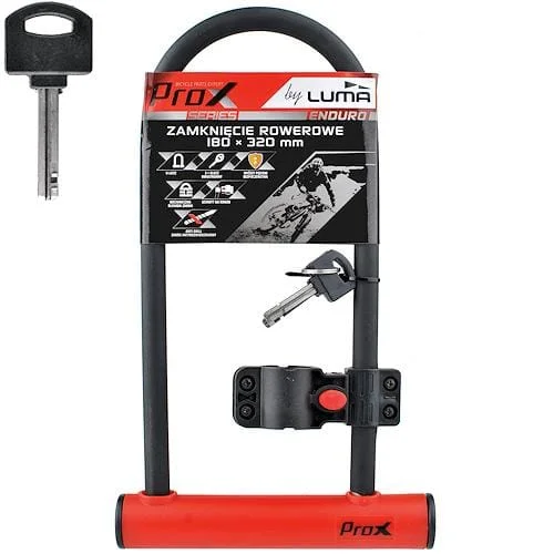 Darmowa dostawa Zapięcie do roweru ProX U-lock 180x320mm na klucz czarno-czerwone