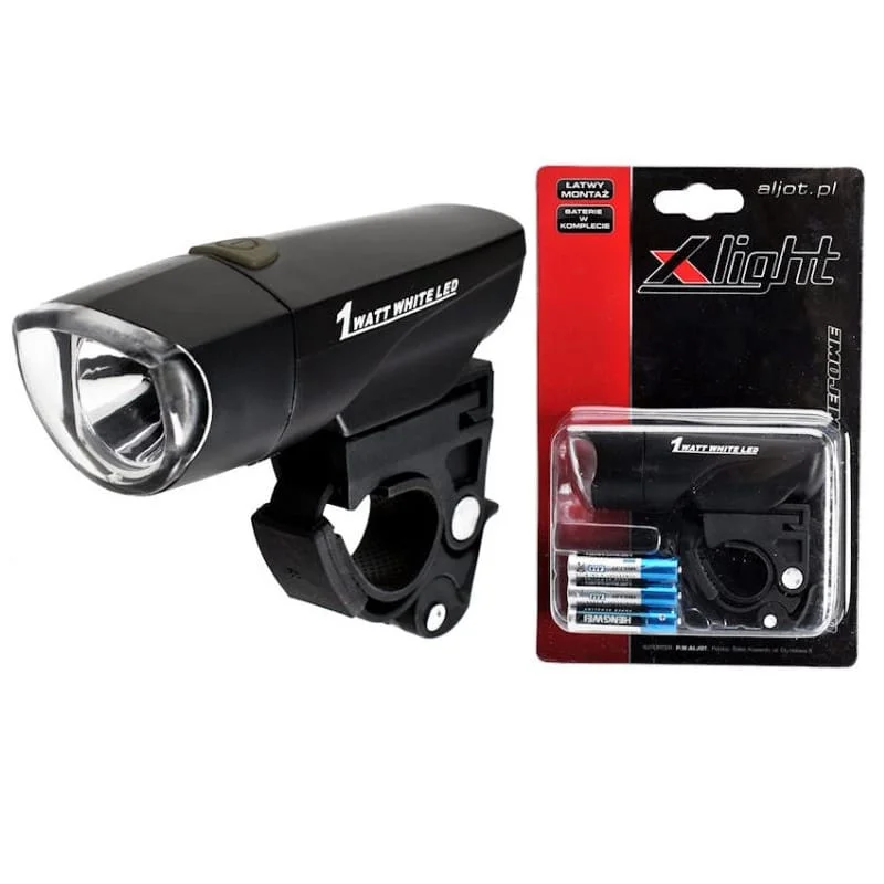 Tylko do końca tygodnia Lampka rowerowa przednia X-LIGHT 1W LED 80Lm baterie