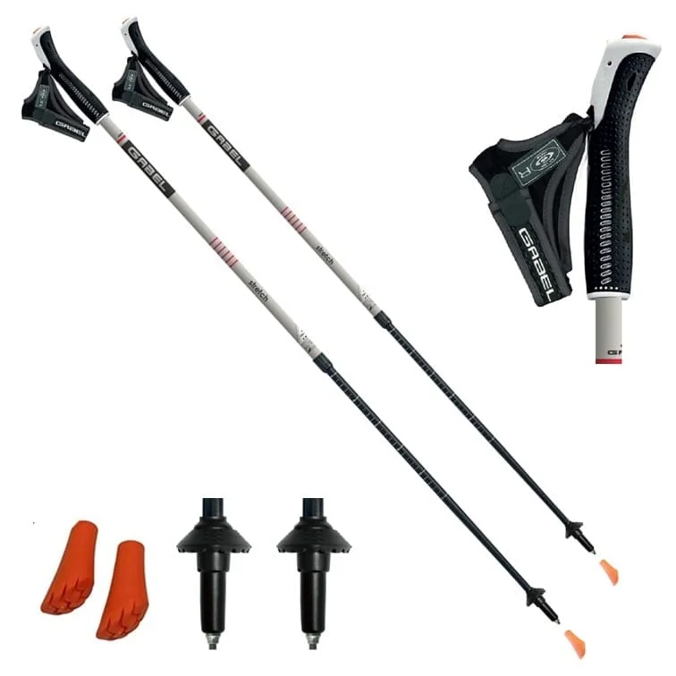 Premium Kije Nordic Walking Gabel Stretch Ice regulowane alu 75-130cm szare 204g