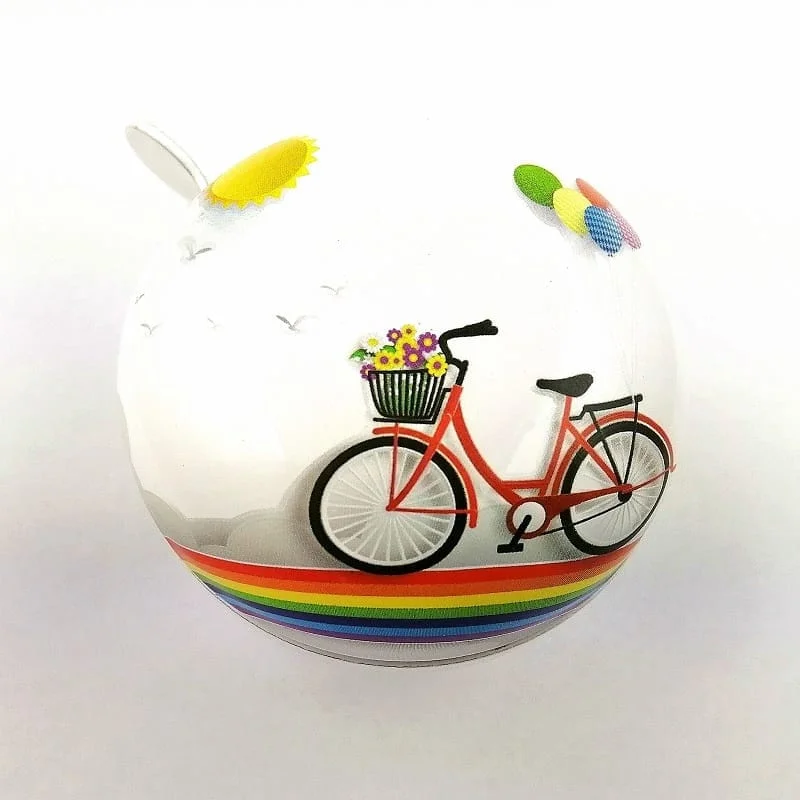 Dzwonek rowerowy Jet 65mm biały ze wzorami z rowerem Wyjątkowa oferta