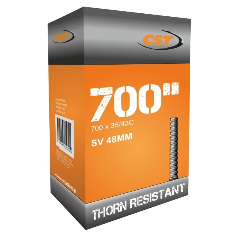Łatwy zwrot Dętka rowerowa antyprzebiciowa CST Thorn Resistant 28” 700×35/43C AV 48mm