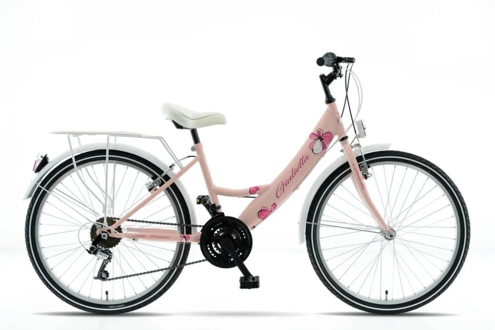 Niska cena Rower miejski KANDS Giulietta CTB KZW 18 biegów 24 różowo-biały mat
