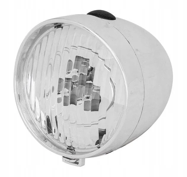 Lampka rowerowa przednia XC-764B retro 3 LED baterie chrom Niska cena