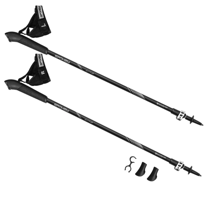 Kije Nordic Walking Spokey Wind regulowane alu 105-135cm czarne 240g Okazja