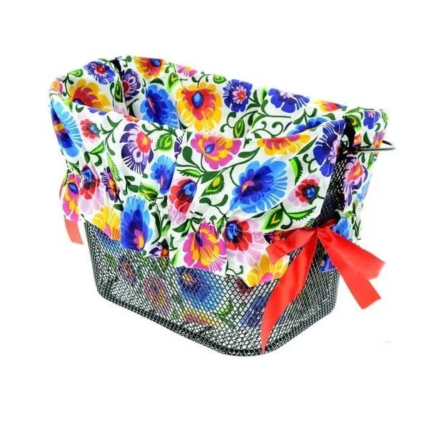 Oferta Wyściółka do koszyka rowerowego biała we wzory folklor