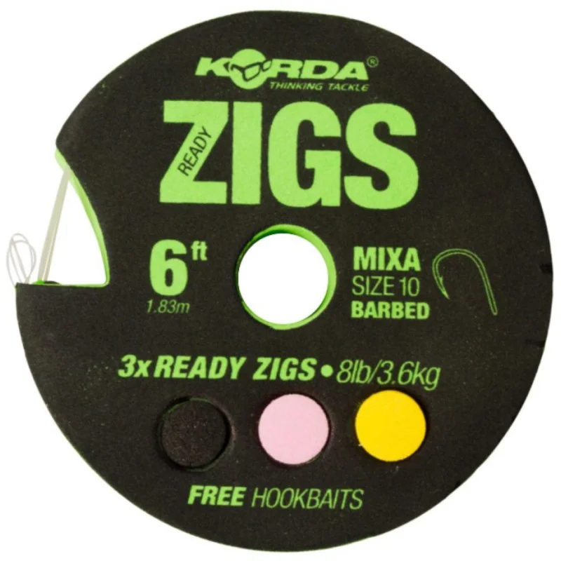 Darmowy zwrot Przypony Korda Ready Zigs Mixa 10 Barbed 6ft/1.63m 8lb/3.6kg