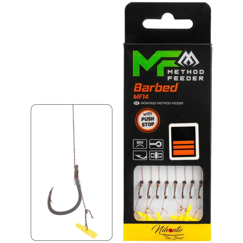 Przypony Mikado Mf Mf14 Z Push Stopem Hak Z Zadziorem Nr 4 / Plecionka: 0.18mm/10cm Bestseller