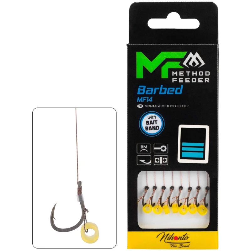 Przypony Mikado Mf Mf14 Z Gumką Hak Z Zadziorem Nr 14 / Plecionka: 0.12mm/10cm Premium