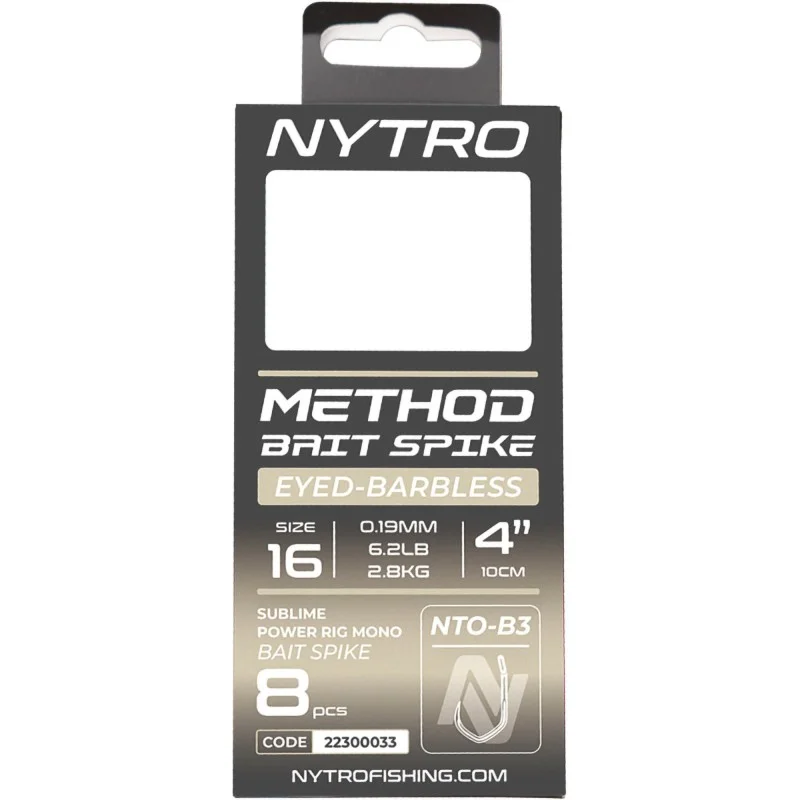Ostatnie sztuki Przypony Nytro Nto-b3 Barbless Method Bait Spike 12/0,23mm/10cm