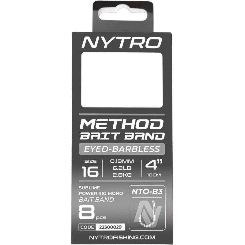 Przypony Nytro Nto-b3 Barbless Method Latex Bait Band 16/0,19mm/10cm Nowy