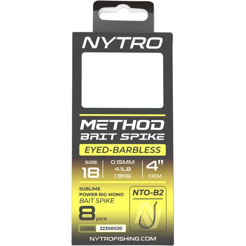 Do wyczerpania zapasów Przypony Nytro Nto-b2 Barbless Method Bait Spike 10/0,23mm/10cm