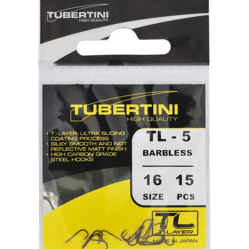 Haczyki Tubertini Serie TL-5 Barbless - 18 (15 szt.) Bezpieczne zakupy