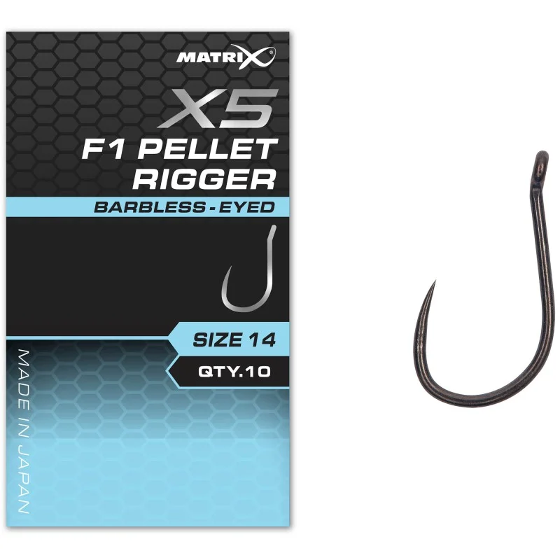Haczyki Matrix X5 F1 Pellet Rigger Barbless Eyed - 12 Super okazja