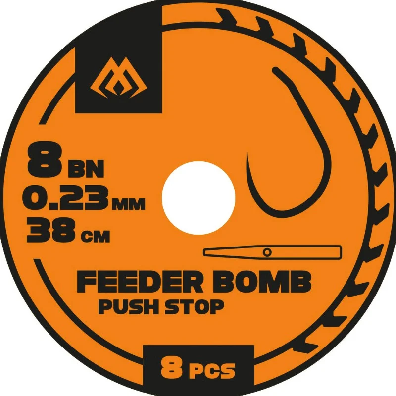 Obniżka ceny Przypony Mikado Feeder Bomb Z Push Stopem Bezzadziorowe - 10/0.20mm/38cm