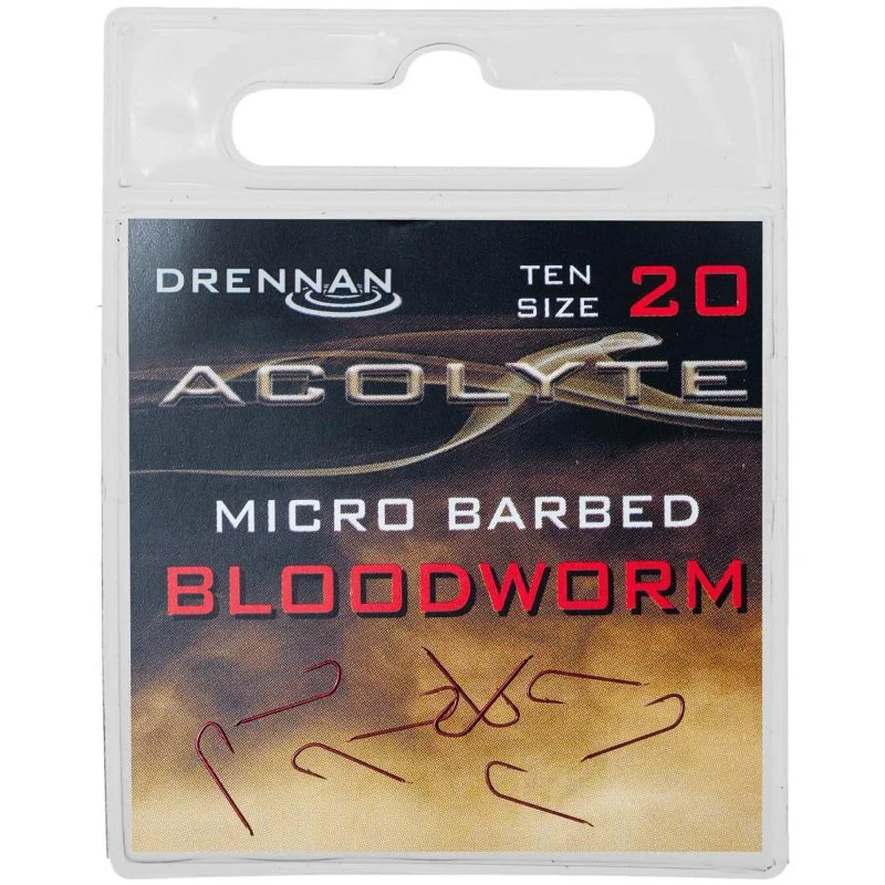 Haczyki Drennan Acolyte Bloodworm Hooks Micro Barbed - 20 Do wyczerpania zapasów