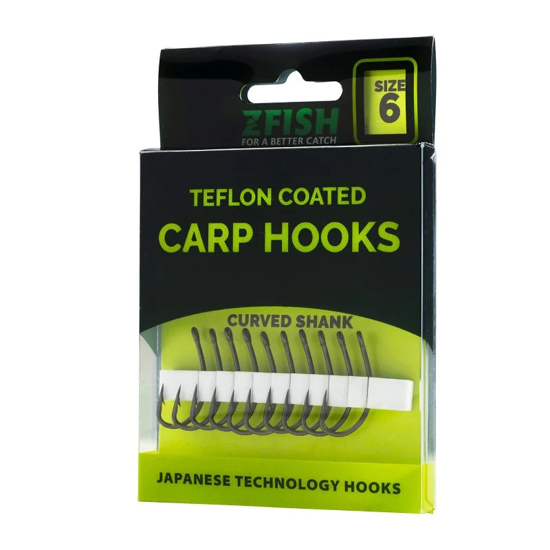 Haczyki Zfish Carp Hooks Curved Shank - rozmiar 6 Popularny