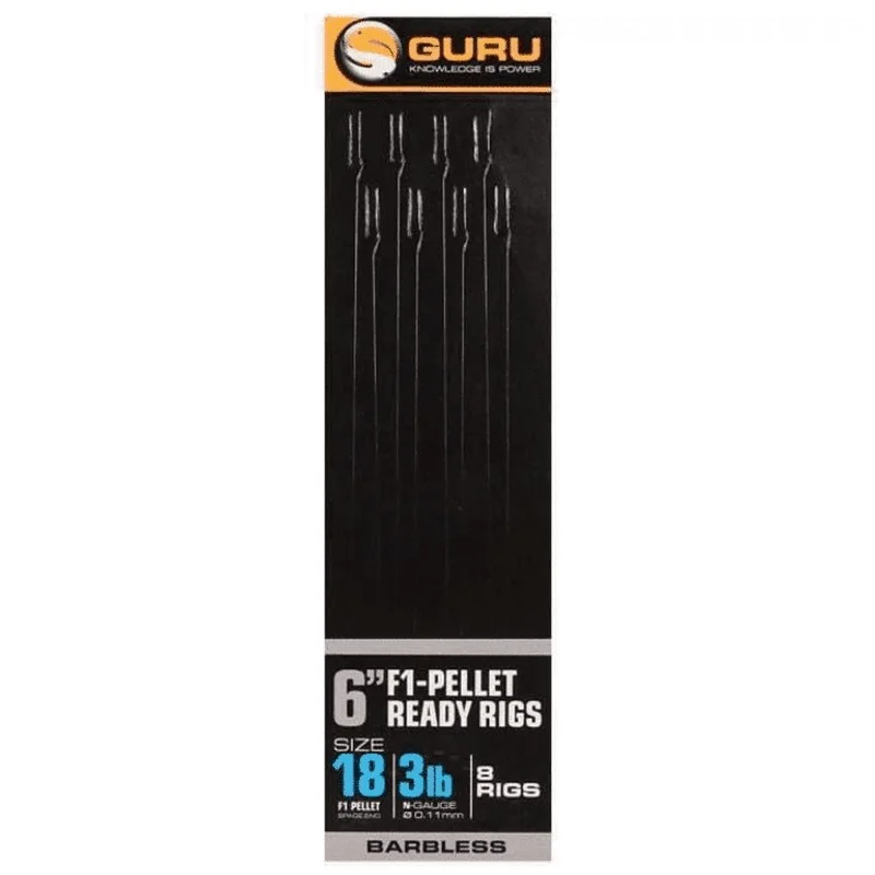 Łatwy zwrot Przypony Guru F1 Pellet Ready Rigs 10cm 0,13mm - 16