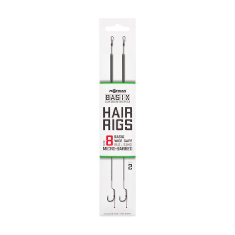 Najlepsza cena Przypony Korda Basix Hair Rigs Wide Gape 8 Micro Barbed 18lb 8.2kg