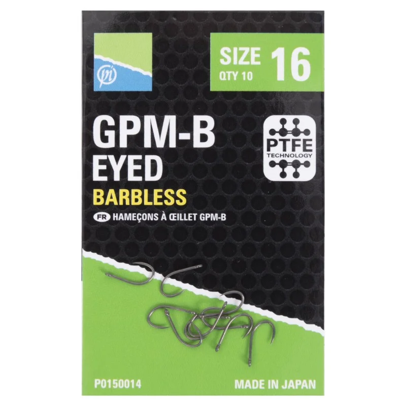 Darmowy zwrot Haczyki Preston GPM-B Barbless Eyed - 12