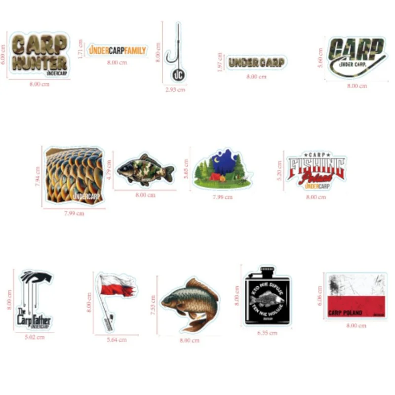 Nowy Zestaw 14 Naklejek Under Carp