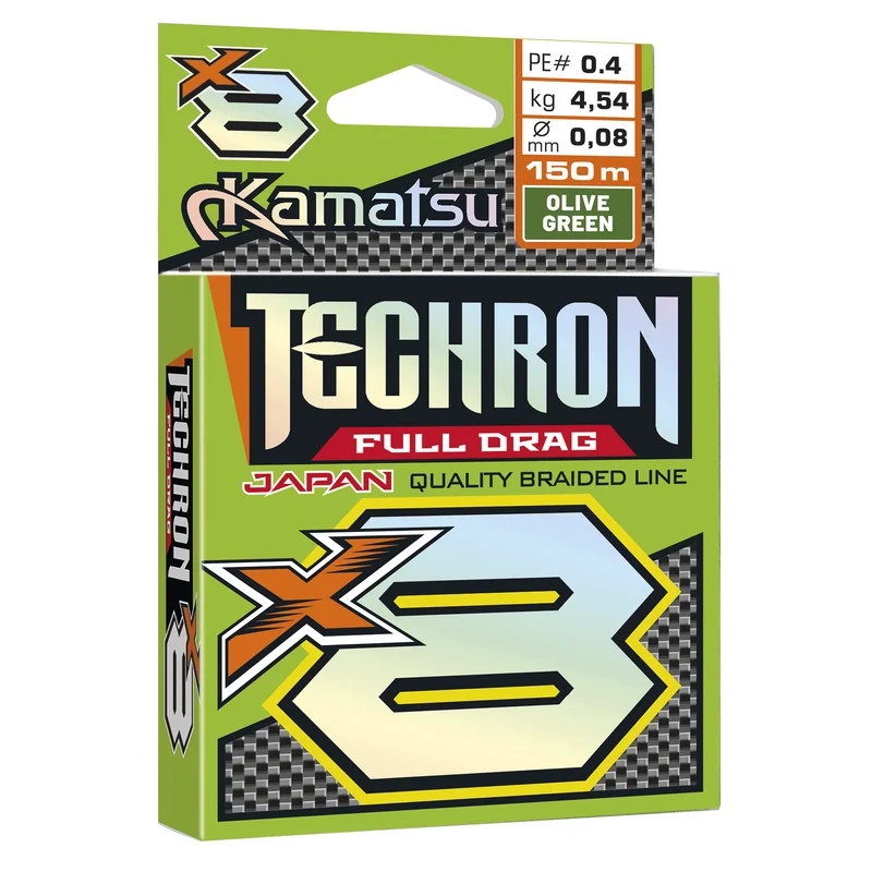 Plecionka Techron Full Drag X8 Olive Green 0,08/150m PE 0,4 Szybka dostawa