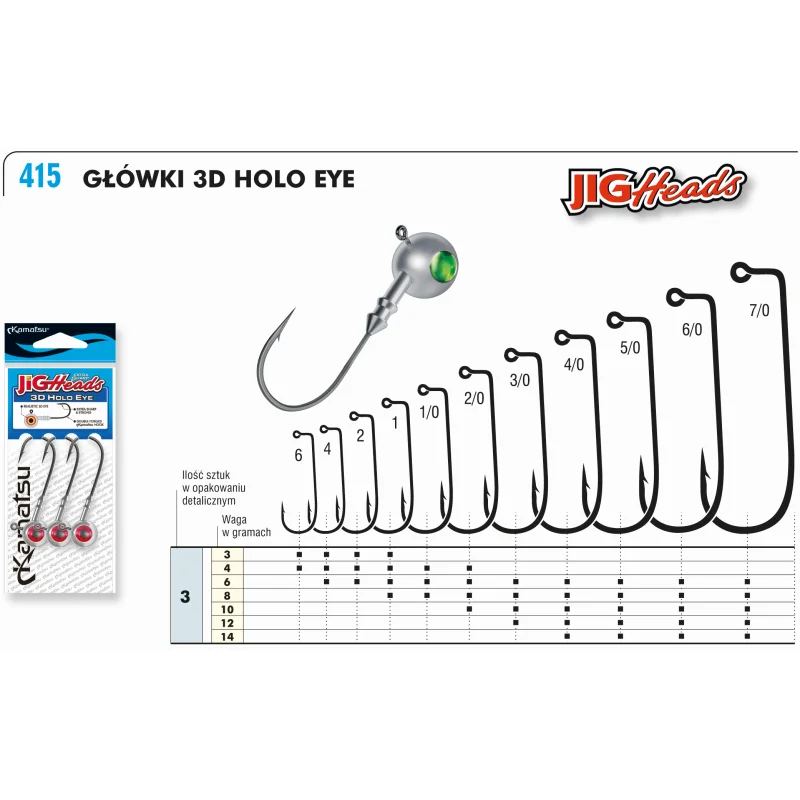 Główka Jigowa 3D Holo Eye Green 6/0 6g Ograniczona ilość