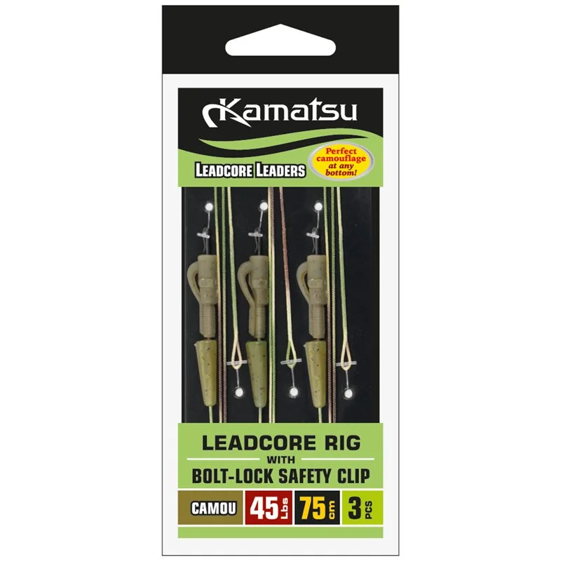 Zestaw Leadcore z Bezpiecznym Klipsem Bolt-lock Camou 35Lbs 75cm Super okazja