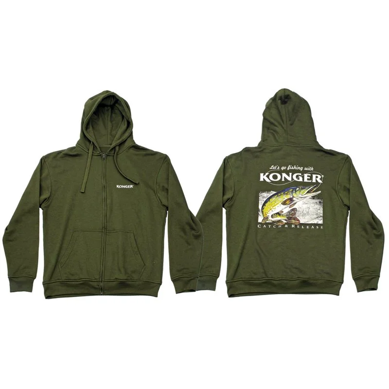 Bluza z Kapturem Zielona Szczupak Rozmiar XL Popularny