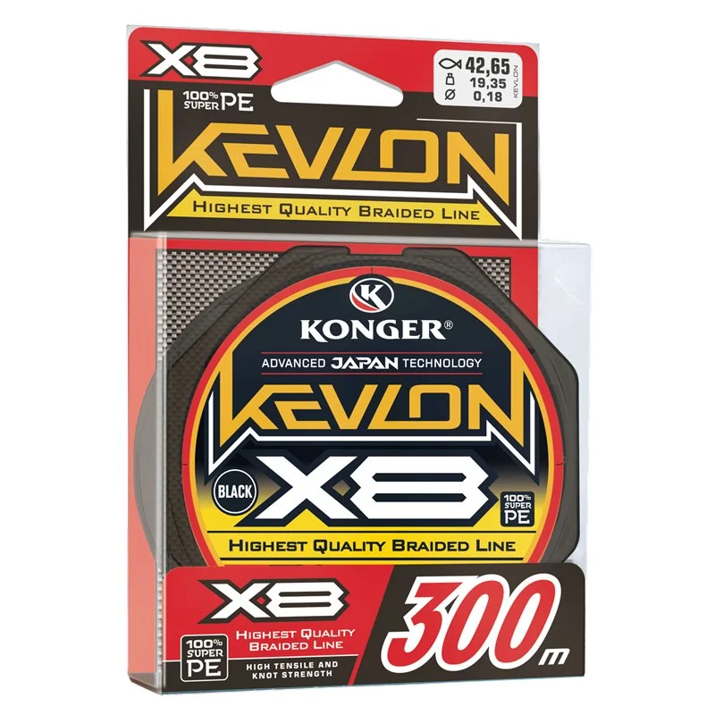 Plecionka Kevlon X8 Black 0,25mm/300m Konger Szybka wysyłka