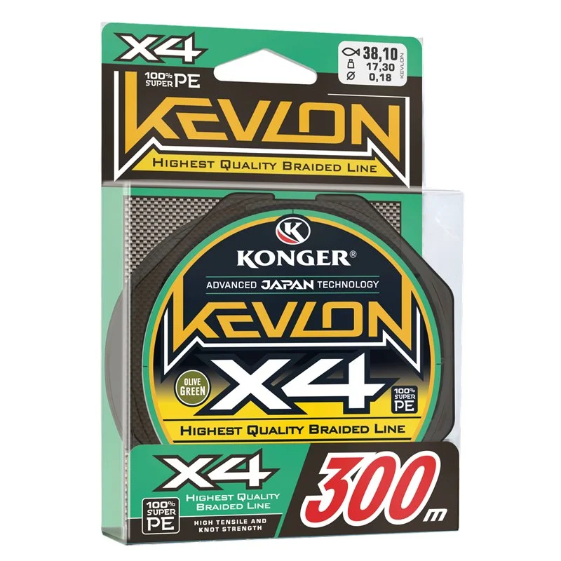 Taniej Plecionka Kevlon X4 Black 0,14mm/300m Konger