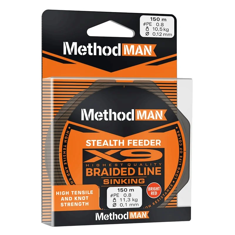 Darmowa dostawa Plecionka Methodman Stealth X9 Feeder Bright Red Sinking 0,14mm/150m