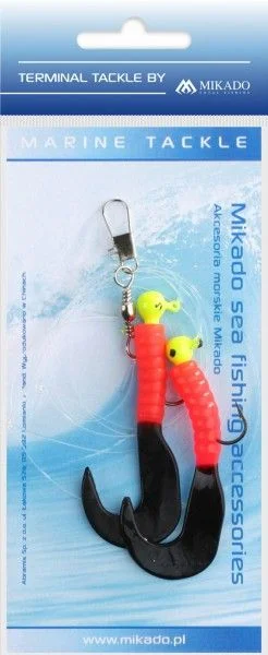 Nie przegap Zestaw Mikado Morski Pilk Twist JigHead Rig 5.5cm 2x6g Czerwono Czarny