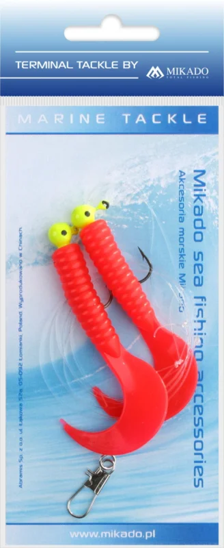 Zestaw Mikado Morski Pilk Twist JigHead Rig 5.5cm 2x6g Czerwony Ostatnia szansa