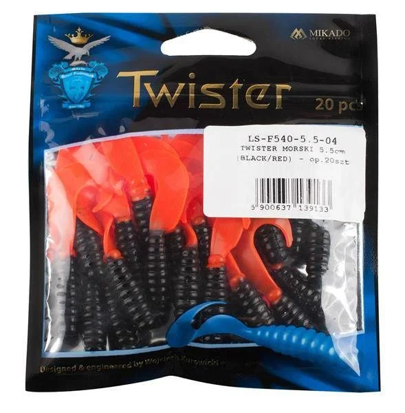 Wyjątkowa oferta Guma Mikado Twister Morski 7.5cm Czarno Czewony