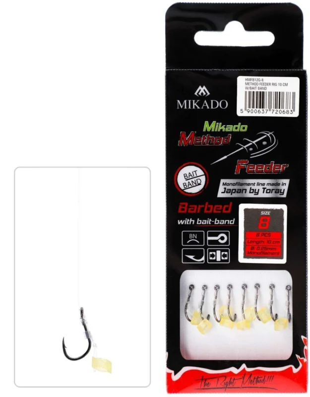 Przypony Mikado Method Feeder MF12B Barbed / Żyłka / Gumka - roz. 6 Nowość