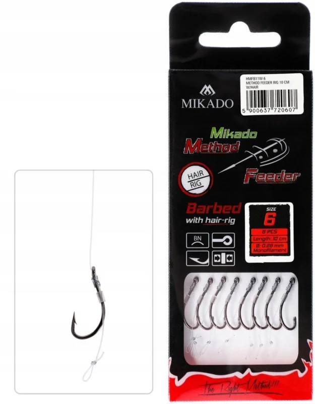 Przypony Mikado Method Feeder MF14B Barbed / Żyłka / Włos - roz. 14 Wyprzedaż
