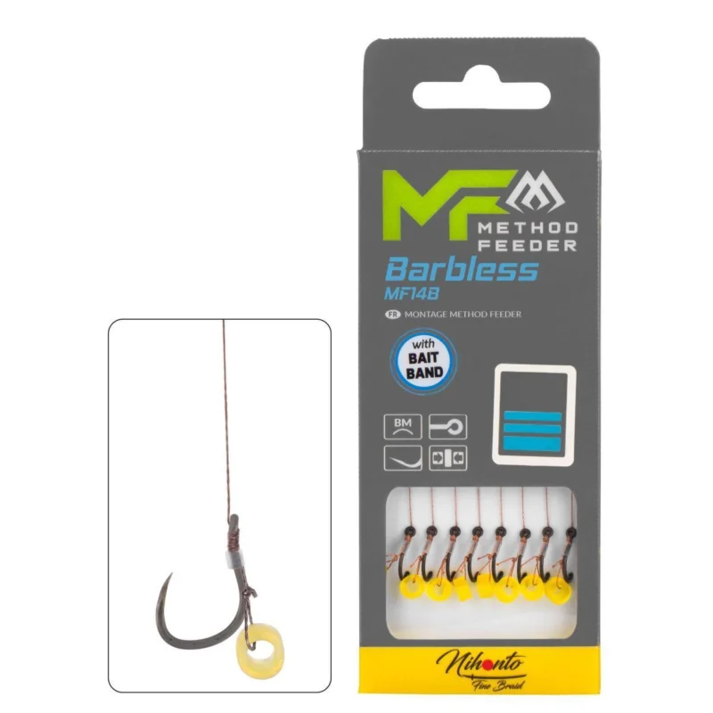 Przypony Mikado Method Feeder MF13B Barbless / Plecionka / Gumka - roz.12 Dodaj do koszyka
